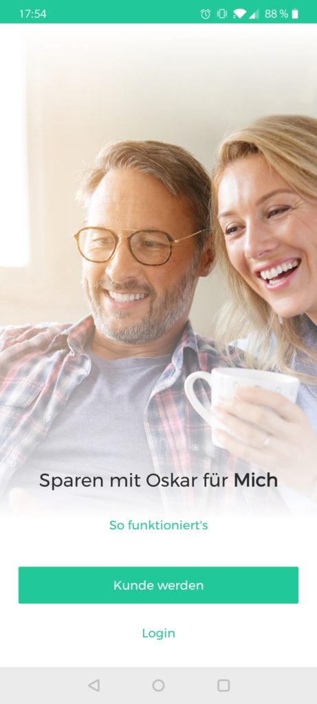 Die Startseite der Oskar App