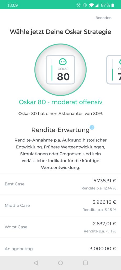 Auswahl der Oskar Strategie - Oskar 80